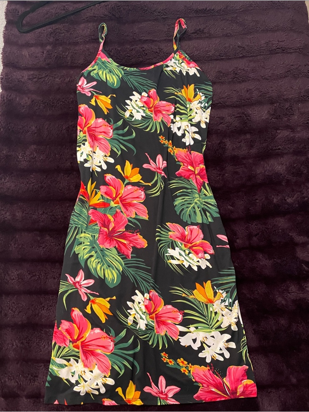 Absolutely Tropical Floral Mini Dress in Black, Pink, Yellow, Green